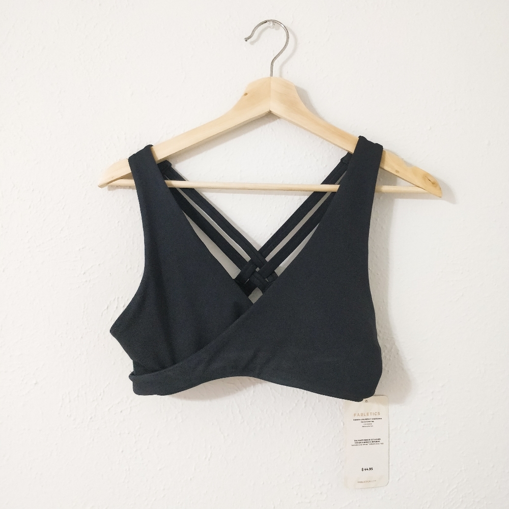 NWT Fabletics Black Strappy Sports Bra